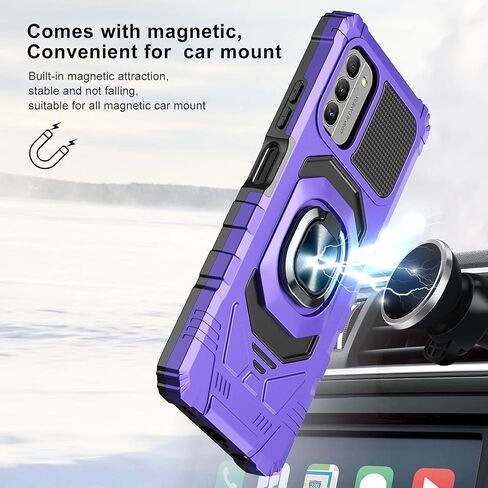 حافظة Ailiber لهاتف Nokia G400 5G، حافظة Nokia G400 N1530DL مع واقي شاشة، مسند حلقي لحامل السيارة المغناطيسي، درجة عسكرية، غطاء هاتف واقٍ شديد التحمل مقاوم للصدمات لهاتف Nokia G400-أسود in Kuwait