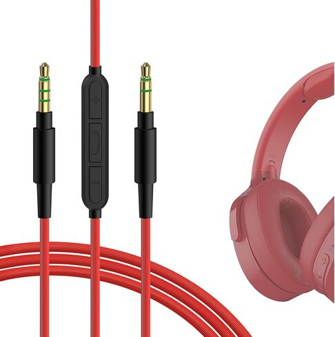 Geekria Audio Cable with Mic Compatible with Skullcandy Hesh Evo, Crusher Evo, Crusher Wireless, Cassette, Riff 2 Cable, 3.5mm Aux Replacement Stereo Cord with Inline Microphone (4 ft/1.2 m) in Saudi Arabia