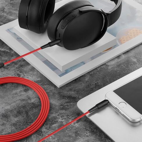 Geekria Audio Cable with Mic Compatible with Skullcandy Hesh Evo, Crusher Evo, Crusher Wireless, Cassette, Riff 2 Cable, 3.5mm Aux Replacement Stereo Cord with Inline Microphone (4 ft/1.2 m) in Saudi Arabia