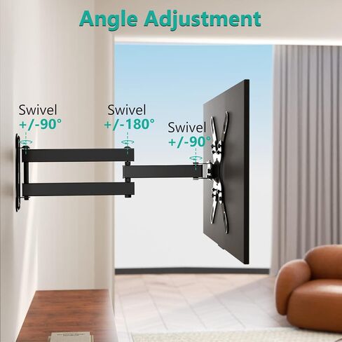 WALI TV Wall Mount Full Motion 15 inch Extension Arm Tilt Swivel for Most 13 to 32 inch LED TV Flat Panel Screen with Mounting Holes up to 100x100mm, 2 Packs (1330LM-2), Black in Kuwait