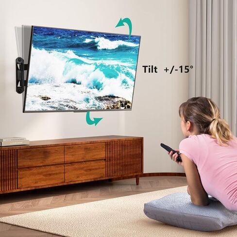 WALI TV Wall Mount Full Motion 15 inch Extension Arm Tilt Swivel for Most 13 to 32 inch LED TV Flat Panel Screen with Mounting Holes up to 100x100mm, 2 Packs (1330LM-2), Black in Kuwait