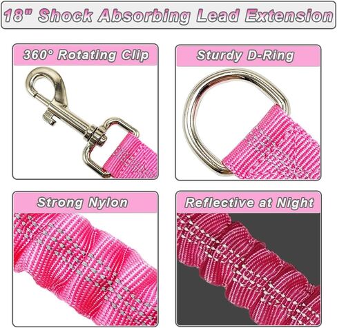 Short Dog Leash Extender, 18 in Bungee Shock Absorbing, Nylon Multifunctional Dog Leash for Medium Large Dogs Walking Training Running (Green) in Kuwait