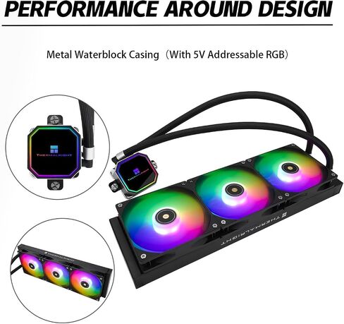 مبرد سائل Frozen Prism360 Black ARGB CPU، مضخة فعالة للتحكم في PWM 3300 دورة في الدقيقة، 3 × TL-E12 سلسلة PWM مروحة، أجزاء كمبيوتر تبريد المياه، لـ AMD AM4/AM5، Intel 1150/1156/1200/1700/20XX in Saudi Arabia