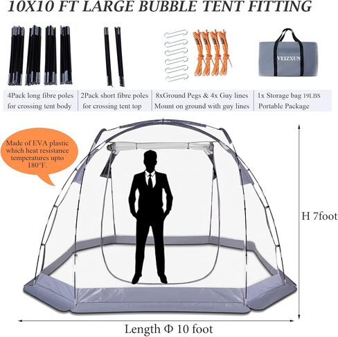Bubble Tent 10'x10' Outdoor Tent 4-6 Person Screen House Igloo Tent for Cold Protection Camping Tent in Kuwait
