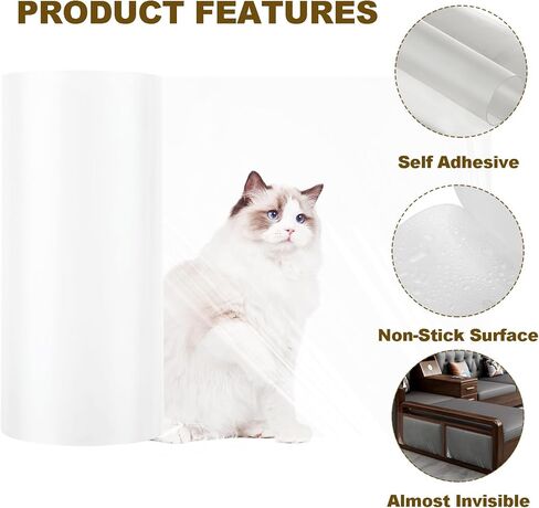 3 عبوات مقاس 118 × 8 بوصة، واقي أثاث مضاد للخدش من القطط، واقي أريكة رادع للخدش من مخالب القطط، شريط لاصق للكفوف، غطاء أريكة مقاوم للحيوانات الأليفة لباب الأريكة الزاوية in Kuwait