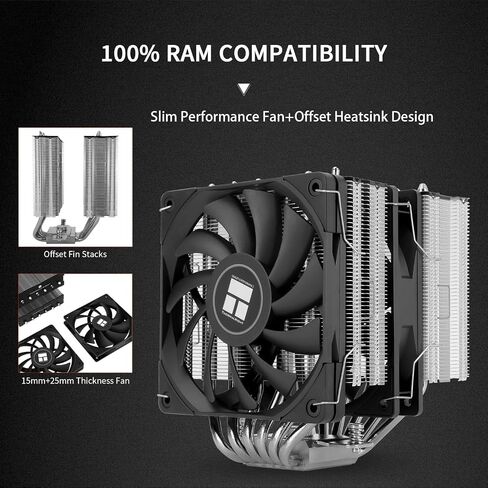 مبرد وحدة المعالجة المركزية Thermalright Royal Knight 120 SE، بارتفاع 155 مم فقط، مراوح PWM مزدوجة الأبراج TL-C12B V2 وTL-C12015B، 6 أنابيب حرارية، تبريد الكمبيوتر الشخصي لـ AM4/AM5/Intel LGA 1700/1851/1150/1151/1200 in Saudi Arabia