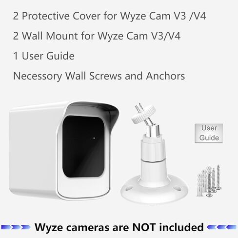 حامل PEF لكاميرا Wyze Cam V3 الجديدة كليًا فقط، غطاء واقٍ مقاوم للطقس وغطاء صلب مثبت على الحائط قابل للتعديل 360 درجة لنظام كاميرا المنزل الذكي الداخلي Wyze V3 (أبيض، عبوة واحدة) in Kuwait