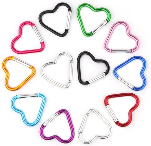 12Pcs Heart Keychain Carabiner Clip - Cute Carabiner Clip, Heart Shaped Carabiner for Keys, Keychain Hook for Outdoor Traveling Walking Backpack Carabiner Water Bottles Holder in Saudi Arabia