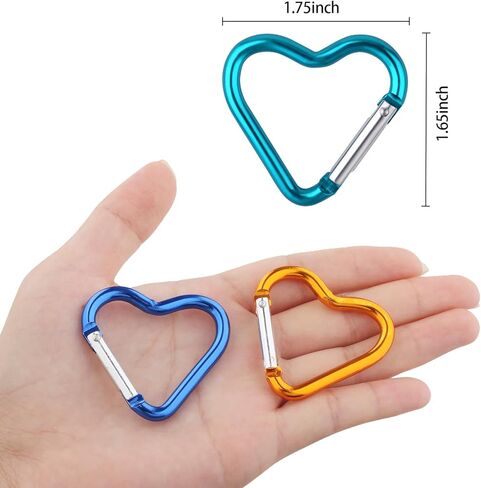 12Pcs Heart Keychain Carabiner Clip - Cute Carabiner Clip, Heart Shaped Carabiner for Keys, Keychain Hook for Outdoor Traveling Walking Backpack Carabiner Water Bottles Holder in Saudi Arabia