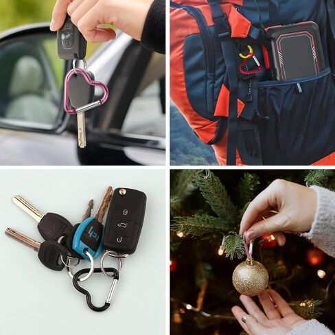 12Pcs Heart Keychain Carabiner Clip - Cute Carabiner Clip, Heart Shaped Carabiner for Keys, Keychain Hook for Outdoor Traveling Walking Backpack Carabiner Water Bottles Holder in Saudi Arabia