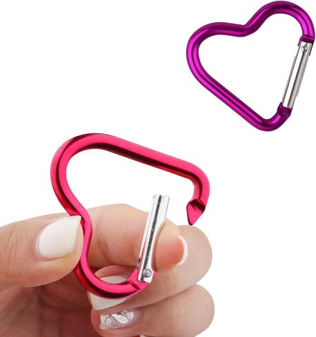12Pcs Heart Keychain Carabiner Clip - Cute Carabiner Clip, Heart Shaped Carabiner for Keys, Keychain Hook for Outdoor Traveling Walking Backpack Carabiner Water Bottles Holder in Saudi Arabia