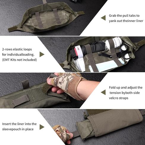 Ifak Medical Trauma Roll Up Drop Bag EMT First Aid Sub Abdominal Carrying Pouch with Hook-N-Loop Tactical First Aid Drop Pouch for Plate Carrier/Chest Rig Vest in Kuwait