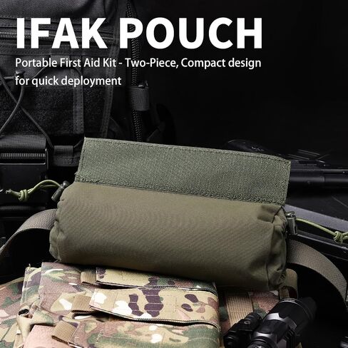 Ifak Medical Trauma Roll Up Drop Bag EMT First Aid Sub Abdominal Carrying Pouch with Hook-N-Loop Tactical First Aid Drop Pouch for Plate Carrier/Chest Rig Vest in Kuwait