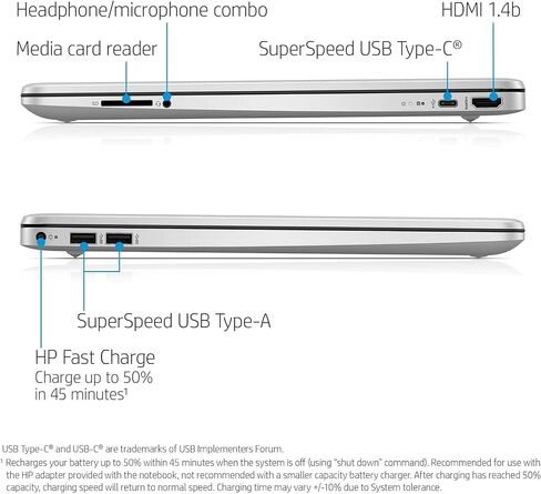 كمبيوتر محمول HP 15 Slim Copilot Ready AI • ذاكرة وصول عشوائي (RAM) سعة 16 غيغابايت • وحدة تخزين سعة 1 تيرابايت (محرك أقراص SSD سعة 512 غيغابايت + محرك أقراص ثابت خارجي سعة 512 غيغابايت) • معالج Intel رباعي النواة يعمل بالذكاء الاصطناعي • عمر بطارية طويل  in Saudi Arabia