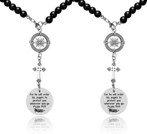 2 PCS Cross Car Charm, Rear View Mirror Hanger Decor, He Will Order His Angels to Protect You Wherever You Will Go, Religious Gifts for Women, Easter Gift, Christian Gift, Car Accessorie in Kuwait
