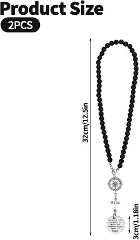 2 PCS Cross Car Charm, Rear View Mirror Hanger Decor, He Will Order His Angels to Protect You Wherever You Will Go, Religious Gifts for Women, Easter Gift, Christian Gift, Car Accessorie in Kuwait