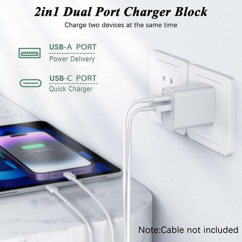 iPhone 16 Charger,USB C Charger Fast Charging,2Pack 40W Dual Port Fast Wall Charger Block for Apple iPhone 16/15 Plus/15 Pro Max/iPad Pro/Air/Mini/AirPods & More (2Pack 6FT USB C to C Cable Included) in Saudi Arabia