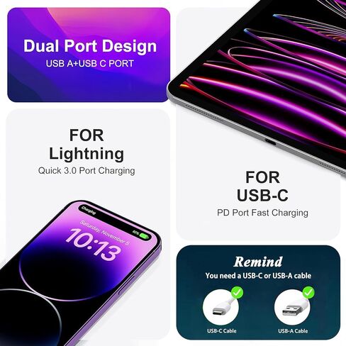 iPhone 16 Charger,USB C Charger Fast Charging,2Pack 40W Dual Port Fast Wall Charger Block for Apple iPhone 16/15 Plus/15 Pro Max/iPad Pro/Air/Mini/AirPods & More (2Pack 6FT USB C to C Cable Included) in Saudi Arabia