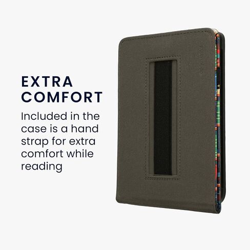 kwmobile Cover Compatible with Kobo Clara BW/Colour Case - Stand + Strap - Library Motto Multicolor in Saudi Arabia