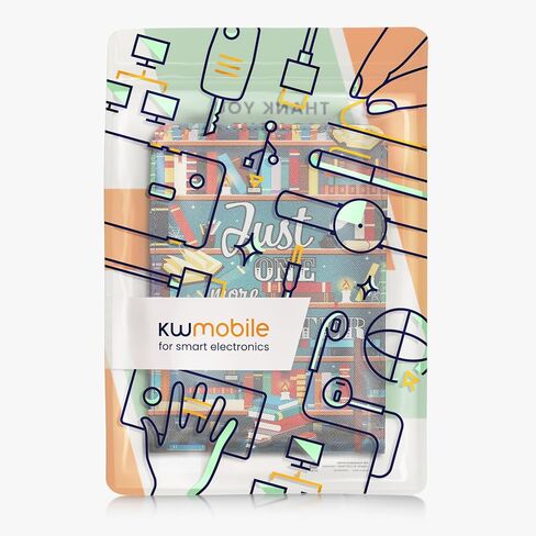 kwmobile Cover Compatible with Kobo Clara BW/Colour Case - Stand + Strap - Library Motto Multicolor in Saudi Arabia
