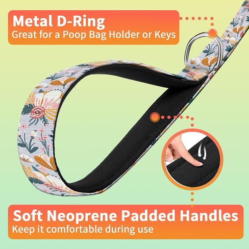 Dog Leash with Neoprene Handle, Dog Training Leash, 6FT Cute Durable Polyester Dog Leashes for Medium & Large Dogs Walking Boho Colorful Flower in Saudi Arabia
