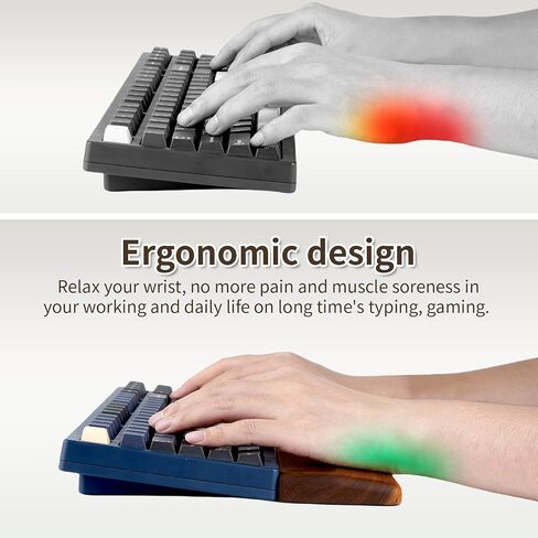 Wooden Keyboard Wrist Rest, Mechanical Gaming Keyboard Walnut Palm Rest, Full Size Ergonomic Design Wrist Pad for Typing Pain Relief, Non-Slip Palm Pad for office, gaming(17.32 Inches) in Saudi Arabia