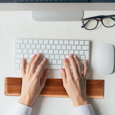 Wooden Keyboard Wrist Rest, Mechanical Gaming Keyboard Walnut Palm Rest, Full Size Ergonomic Design Wrist Pad for Typing Pain Relief, Non-Slip Palm Pad for office, gaming(17.32 Inches) in Saudi Arabia