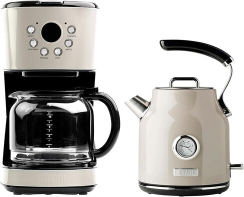 HADEN Coffee Machine, 12 Cup Drip Coffee Maker Bundled with Dorset 1.7 Liter Stainless Steel Electric Hot Water Kettle, Putty & Chrome in Saudi Arabia