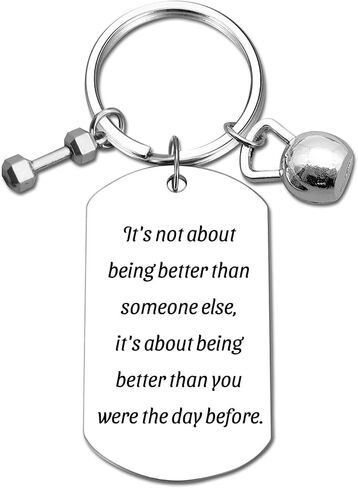 Fitness Keychain Featuring Dumbbell and Kettlebell with Uplifting Quotes for Gym Lovers, Coaches, Instructors, Trainers in Saudi Arabia