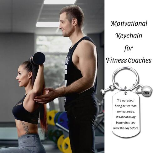 Fitness Keychain Featuring Dumbbell and Kettlebell with Uplifting Quotes for Gym Lovers, Coaches, Instructors, Trainers in Saudi Arabia