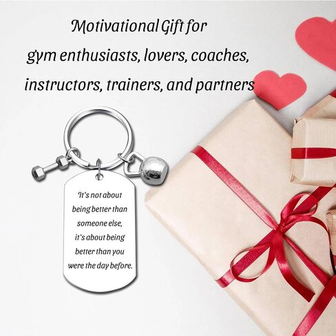 Fitness Keychain Featuring Dumbbell and Kettlebell with Uplifting Quotes for Gym Lovers, Coaches, Instructors, Trainers in Saudi Arabia