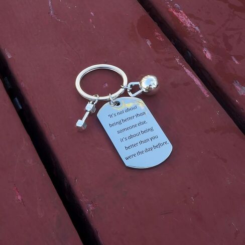 Fitness Keychain Featuring Dumbbell and Kettlebell with Uplifting Quotes for Gym Lovers, Coaches, Instructors, Trainers in Saudi Arabia