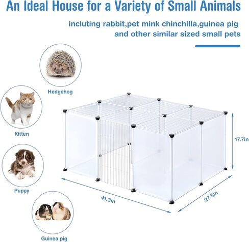 قفص لعب للحيوانات الصغيرة من طبقتين من بريان اند داني، قفص لعب محمول للحيوانات الاليفة داخل المنزل مع بابين للجراء والهامستر وخنزير غينيا والارانب - 28 لوحة، 43 انش × 27.5 انش × 27.5 انش in Kuwait