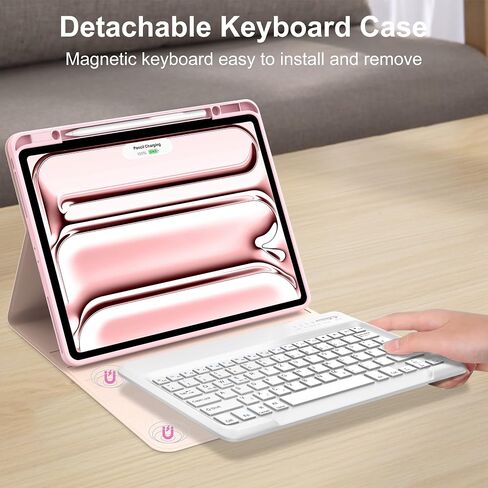 iPad Pro 13 inch Case 2024 with Keyboard, Smart Folio Cover with Upper Pencil Holder for iPad Pro 13-inch M4, Rechargeable, Magnetic Detachable Bluetooth Keyboard for iPad Pro 7th Gen 13inch, Black in Saudi Arabia