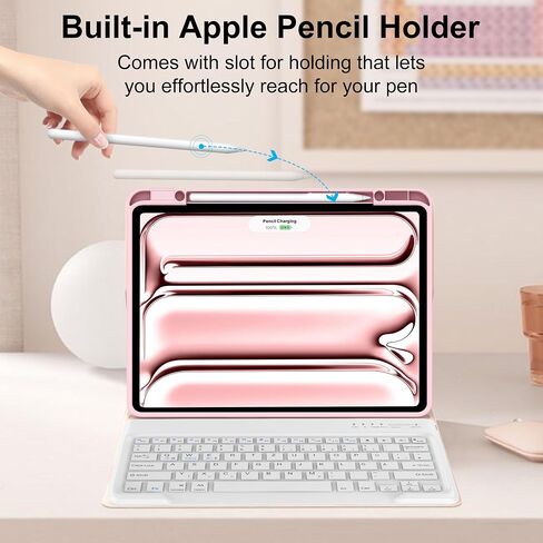 iPad Pro 13 inch Case 2024 with Keyboard, Smart Folio Cover with Upper Pencil Holder for iPad Pro 13-inch M4, Rechargeable, Magnetic Detachable Bluetooth Keyboard for iPad Pro 7th Gen 13inch, Black in Saudi Arabia