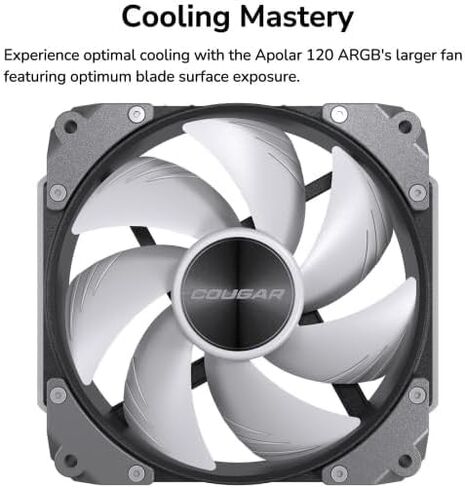 Cougar APOLAR 120 ARGB Fan Daisy Chain Design with Tool-Free connectivity, HDB hydrodynamic Bearings, PWM Control, Q-Stop - Quiet Stop - dampening System & Silent-Stream (3, White, 120) in Saudi Arabia