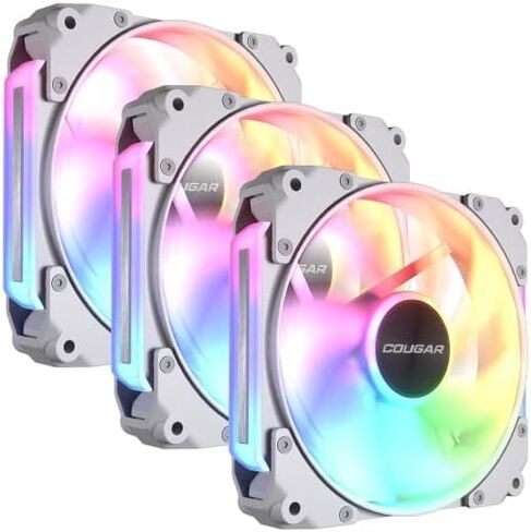 Cougar APOLAR 120 ARGB Fan Daisy Chain Design with Tool-Free connectivity, HDB hydrodynamic Bearings, PWM Control, Q-Stop - Quiet Stop - dampening System & Silent-Stream (3, White, 120) in Saudi Arabia