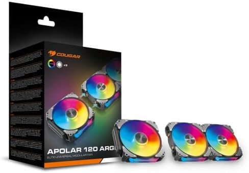 Cougar APOLAR 120 ARGB Fan Daisy Chain Design with Tool-Free connectivity, HDB hydrodynamic Bearings, PWM Control, Q-Stop - Quiet Stop - dampening System & Silent-Stream (3, White, 120) in Saudi Arabia