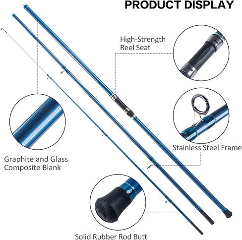 Goture Surf Spinning Fishing Rod 3-Piece Portable Carbon Fiber Travel Surf Rod Saltwater Spinning Rod 12FT/13FT/14FT in Kuwait