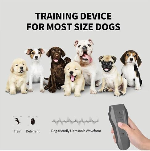 Dog Bark Deterrent Devices | Professional Long Range Anti Barking Ultrasonic Tool | 30 Ft Range with LED and 2 Modes | Sonic Emitters for Dog Training & Behavior Aids (Black) in Saudi Arabia