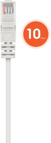 Intellinet Cat6 Slim UTP Ethernet Patch Cable 10-Pack, 3 ft, White | 10G 250 MHz pure copper thin cord with 30 AWG stranded wire, gold contacts, snag-free boot, PoE and rack use, resealable bag in Kuwait