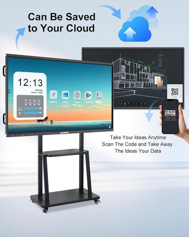لوحة ذكية NIOVISION H2 مع حامل على الحائط - سبورة بيضاء إلكترونية مقاس 65 بوصة مدمجة بكاميرا بدقة 48 ميجابكسل و8 ميكروفونات مصفوفة - سبورة بيضاء رقمية للفصل الدراسي والعرض التقديمي والتعليقات التوضيحية ومشاركة الشاشة in Saudi Arabia