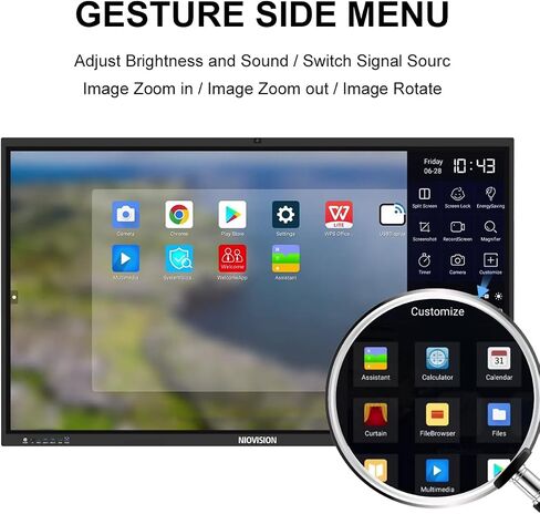 لوحة ذكية NIOVISION H2 مع حامل على الحائط - سبورة بيضاء إلكترونية مقاس 65 بوصة مدمجة بكاميرا بدقة 48 ميجابكسل و8 ميكروفونات مصفوفة - سبورة بيضاء رقمية للفصل الدراسي والعرض التقديمي والتعليقات التوضيحية ومشاركة الشاشة in Saudi Arabia