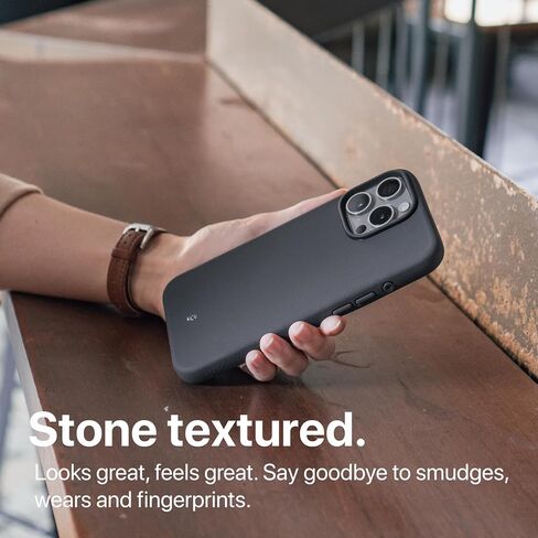 TineeOwl for iPhone 16 Pro Max Magnetic Case, Compatible with MagSafe, TPU, Minimalist, Slim/Thin, Grippy, Microfiber Lining, Rounded Action Button - Dune Series (Almost Black, iPhone 16 Pro Max) in Saudi Arabia