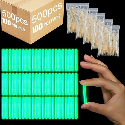 Jenaai 500 Pcs Fishing Glow Sticks Bulk for Bobbers Mini Glow Stick Rod Tip for Fishing Poles Small Glow Sticks for Night Fish Easter Eggs Easter Basket Stuffer(1.5 Inch,Green) in Kuwait