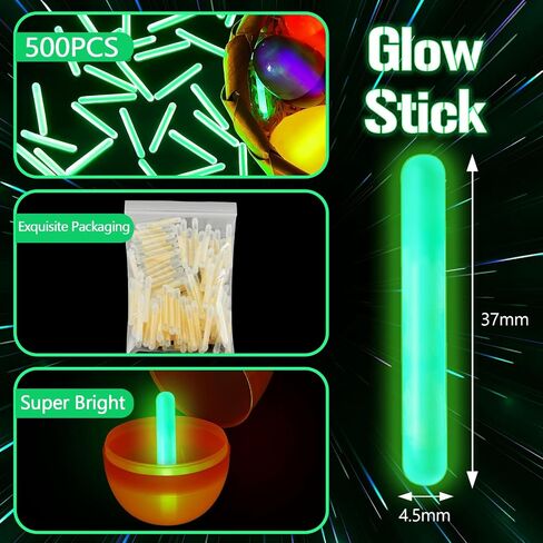 Jenaai 500 Pcs Fishing Glow Sticks Bulk for Bobbers Mini Glow Stick Rod Tip for Fishing Poles Small Glow Sticks for Night Fish Easter Eggs Easter Basket Stuffer(1.5 Inch,Green) in Kuwait