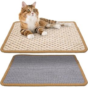 2 Pieces Cat Scratching Mats, 15.74 x 11.81 in Natural Sisal Cat Scratcher Board Floor Cat Scratcher Mat, Protect Couch and Carpets