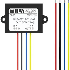 DC Buck Converter, 24V 12V to 5V Step Down Converter (Accept DC 9-36V Inputs) 8A 40W New Upgraded Isolation Input/Output, Voltage Reducer for Car Electronics Truck Solar System Golf Cart LED Light