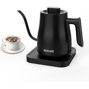 Wonder Comfort Electric Gooseneck Kettle 0.6L，1000W Fast Boiling Stainless Steel Hot Water Pot for Coffee Tea with Auto Shut-off,Steam Sensor ON/OFF Switch,Black