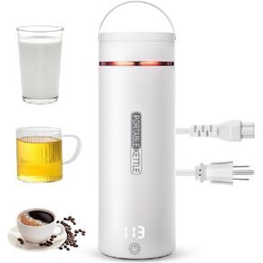 Travel Electric Kettle Portable Small Tea Coffee Hot Water Boiler with 6 Temperature Control Auto Shut-Off & Boil Dry Protection 304 Stainless Steel Travel Portable Mini Coffee Kettle